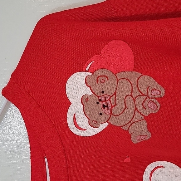 Cute retro vintage sweater valentines hearts bears theme graphic print crewneck - Picture 3 of 12